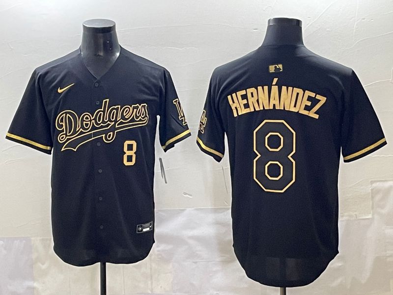 Men 2025 Los Angeles Dodgers #8 Hernandez Black Gold Five generations Nike MLB Jersey style 2->los angeles dodgers->MLB Jersey